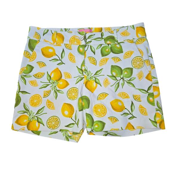 Isaac Mizrahi Size 12 Women Lemon Print Tailored Stretch Sailor Shorts - Picture 1 of 10